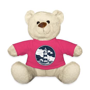 Leuchtturm Kreisbadge mit Wellen - Teddy - Pink - Vorne