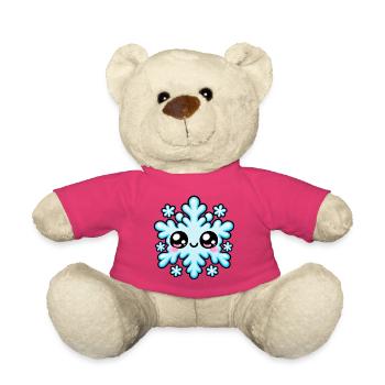 Kawaii Schneeflocke mit gefrorenem Lächeln - Teddy - Pink - Vorne