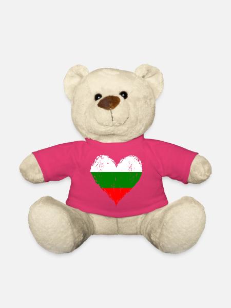 Bulgarien Herzflagge Grunge - Teddy - Pink