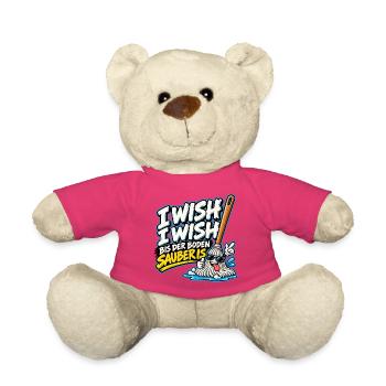I Wish I Wish – Lustiger Putz Spruch - Teddy - Pink - Vorne