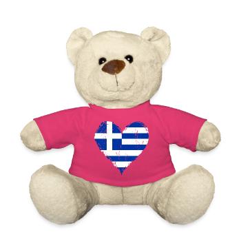Griechenland Herzflagge Grunge - Teddy - Pink - Vorne