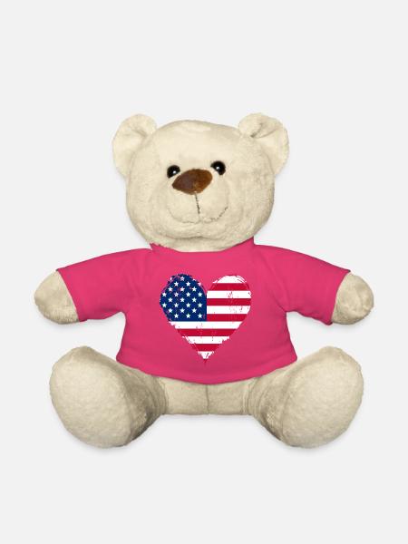 USA Herzflagge Grunge - Teddy - Pink