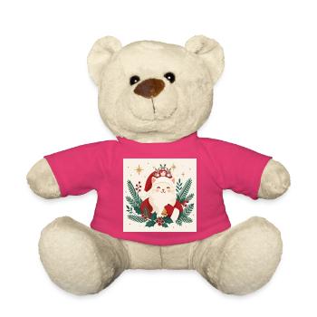 Katzensanta mit Rentierkranz und Mäusen - Teddy - Pink - Vorne