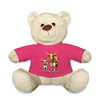 Longhorn-Kuh-und-Kalb-Paar - Teddy - Pink - Vorne