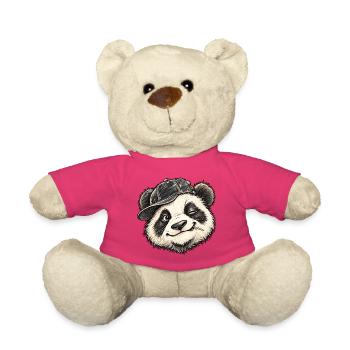 Cool Panda Flat Cap Street Art Tierkunst - Teddy - Pink - Vorne