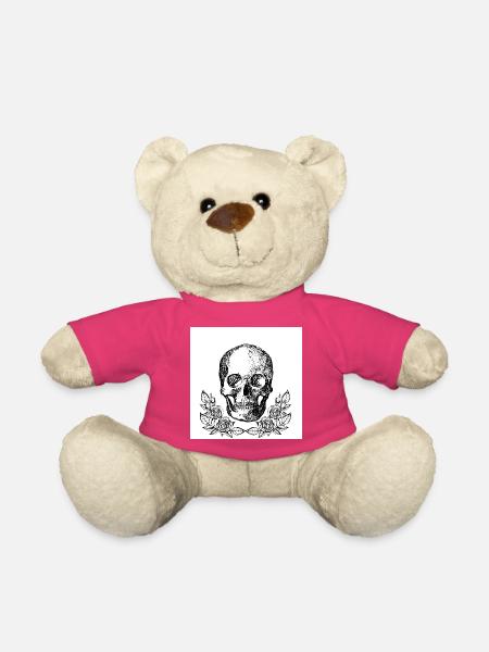 Gotischer Schädel mit Rosen - Teddy - Pink