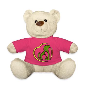 Abstract cat and dog in heart. - Teddy Bear - pink - Front