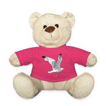 Stylish seagull in flight - Teddy Bear - pink - Front