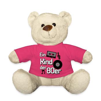 80er Party Retro Fun Shirt , Ein Kind der 80er(25) - Teddy - Pink - Vorne