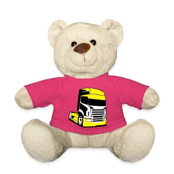 Gelber Lkw Pop-Art - Teddy - Pink - Vorne