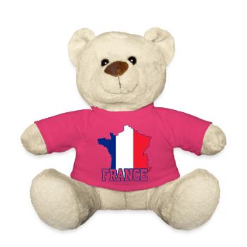 Emblème de la carte tricolore de France - Nounours - rose - Devant