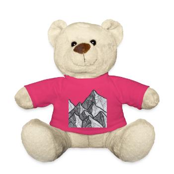 Black and white mountain lines - Teddy Bear - pink - Front
