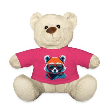 Fierce and Fiery: Retro Red Panda T-Shirt - Teddy Bear - pink - Front