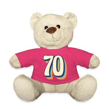 T-Shirt rétro Vintage numéro 70 soixante-dix - Nounours - rose - Devant