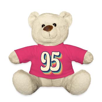 T-Shirt rétro Vintage numéro 95 quatre-vingt-quinze - Nounours - rose - Devant