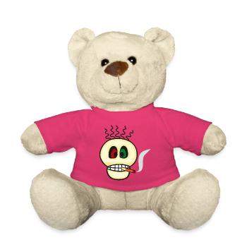 Rauchen ist giftig - Totenkopf Emoticon - Teddy - Pink - Vorne