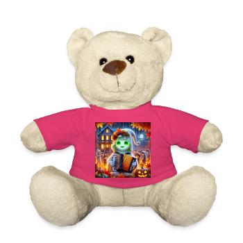 Adorable ghost plays accordion on Halloween - Teddy Bear - pink - Front