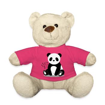 Ours panda tenant une branche tendre avec des baies - Nounours - rose - Devant