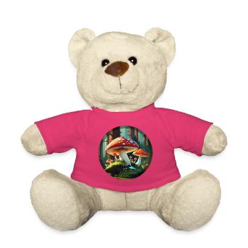 Toadstool - Amanita Muscaria in the Forest 001 - Teddy Bear - pink - Front