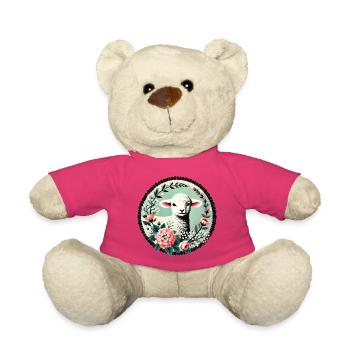 Portrait floral d'agneau fantaisiste - Nounours - rose - Devant