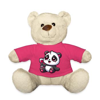 Niedlicher Panda mit Rotwein Weinliebhaber Cartoon - Teddy - Pink - Vorne