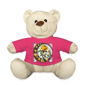Gelbe Rose Buntglas-Design - Teddy - Pink - Vorne