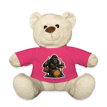 Gorille de la jungle avec tambours - Nounours - rose - Devant