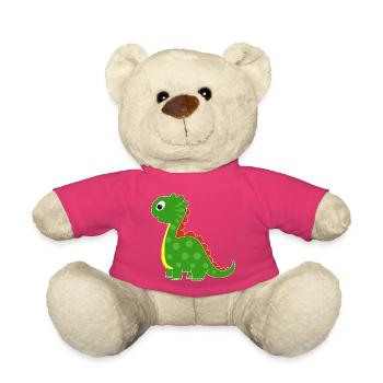 Grüner Dino mit hellen Punkten - Teddy - Pink - Vorne