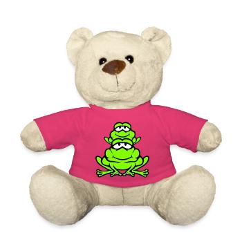 Grenouille Enfant Famille Papa Maman Piggyback Fête des Pères - Nounours - rose - Devant