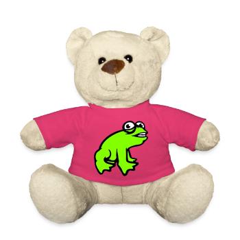 Frog grins cool funny comic crazy toad - Teddy Bear - pink - Front