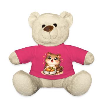 Petit chaton câlin avec gamelle à manger - Nounours - rose - Devant