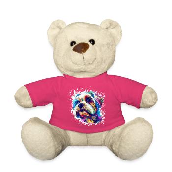 Hund Hundeporträt Pop-Art - Teddy - Pink - Vorne