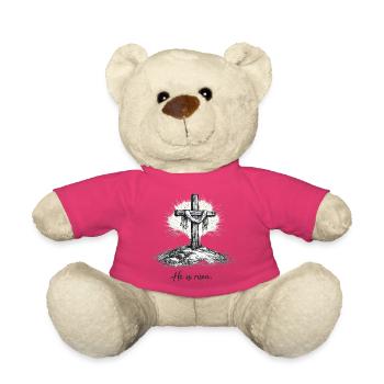 Crucifix Il est ressuscité Jésus de Pâques - Nounours - rose - Devant