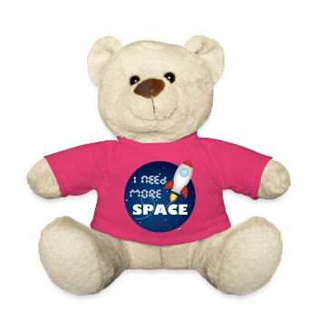Fusée spatiale dans une illustration cercle bleu - Nounours - rose - Devant