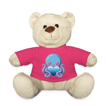 Blauer Herz-Octopus - Teddy - Pink - Vorne