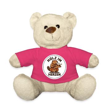 Holz Im Herzen Tischler Opa Biber Shirt - Teddy - Pink - Vorne
