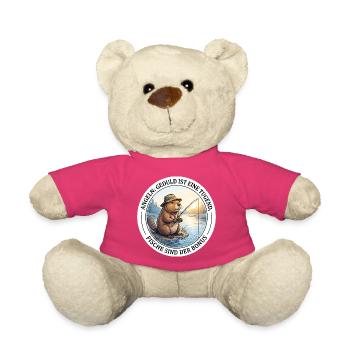 Angeln Geduld Petrijünger Biber Angler T-Shirt - Teddy - Pink - Vorne