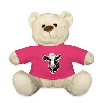 Black & White Cow Farm Gift Farmer Holst - Teddy Bear - pink - Front