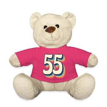 T-Shirt rétro Vintage numéro 55 Fifty Five - Nounours - rose - Devant