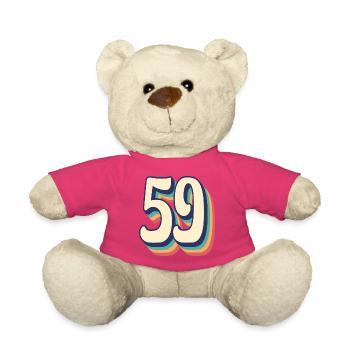Vintage Retro T-Shirt Number 59 Fifty Nine - Teddy Bear - pink - Front