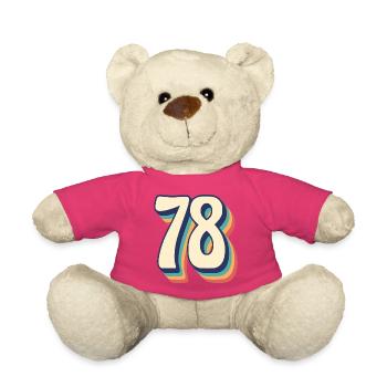 Vintage rétro T Shirt numéro 78 soixante-dix-huit - Nounours - rose - Devant