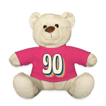Vintage Retro T-Shirt Number 90 Ninety - Teddy Bear - pink - Front