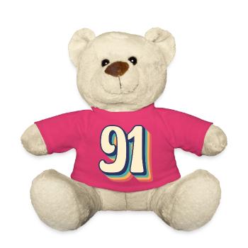 Vintage Retro T-Shirt Nummer 91 Ninety One - Teddy - Pink - Vorne