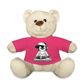 cooles Pinguin-Motiv als DJ mit Kopfhörer - Teddy - Pink - Vorne