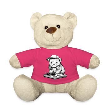 cooles Wombat-Motiv als DJ mit Kopfhörer - Teddy - Pink - Vorne