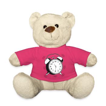 Klingelnder Wecker – Zeitmotiv mit Retro-Charme - Teddy - Pink - Vorne