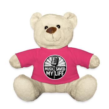 La musique m’a sauvé la vie T-shirt rétro tri-mélangé - Nounours - rose - Devant