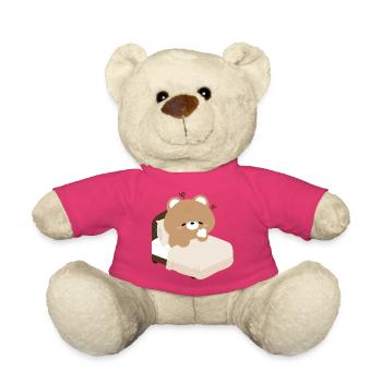 Ours endormi sur le lit - Nounours - rose - Devant