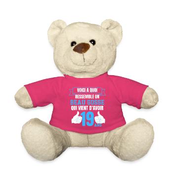Birthday 19 Years Boy Funny Beau Gosse - Nounours - rose - Devant