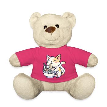 Kawaii Ramen Cat Joy - Teddy Bear - pink - Front
